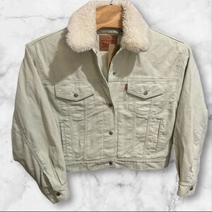 Levi's Sherpa Jacket Baby Cropped Trucker Jacket Size‎ Large Mint Corduroy NWT
